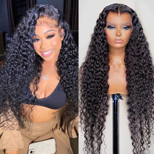 European and American style wig with real human hair, 13X4 lace front, women's curly hair wig, long curly hair
