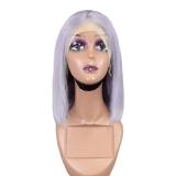 12A Brzilian Gray Bob With 13*4 Big Lace Frontal Human Hair