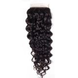 4by4 water wave closure Transparent brown lace hair is now in stock
