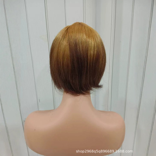 100% human hair Fringe Golden Straight Bob