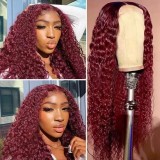 12A Burgundy 99j Deep Wave Wig 13*4 Lace Human Hair Curly