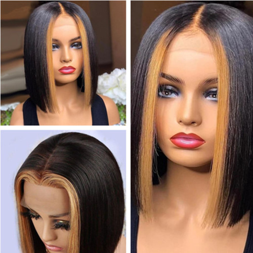 13*1 T lace BOB human hair wig 30# Highlighting hair, dropshipping, hot-selling