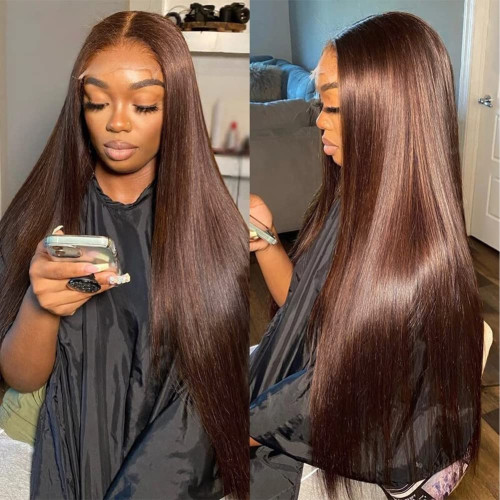 Brown Lace Front Wigs Human Hair New Wig for Women Long Straight Hair Wig