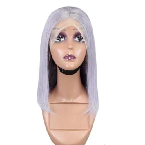 12A Brzilian Gray Bob With 13*4 Big Lace Frontal Human Hair