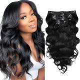 Clip-in Hair Extensions 8pcs with 18 Clips Double Weft Real Human Hair