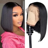 12A 100% Human Hair BoB Wig Bone Straight Bob Human Hair Wig