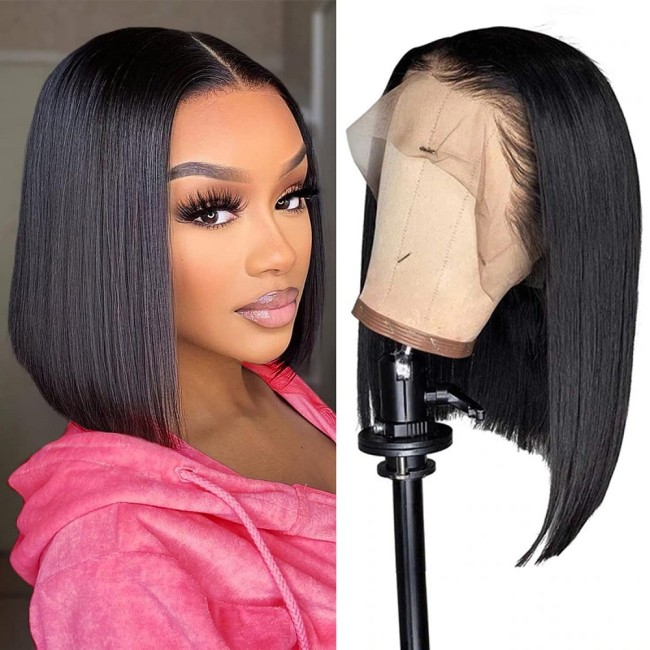 12A 100% Human Hair BoB Wig Bone Straight Bob Human Hair Wig