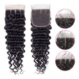 4*4 deep wave transparent lace hairpiece, curly hair, cross-border wig, all real hair, hot-selling in Africa, Xuchang stock, European and American