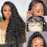 European and American style wig with real human hair, 13X4 lace front, women's curly hair wig, long curly hair