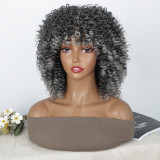 African short afro synthetic wig, machine-made curly afro wig, black curly wig