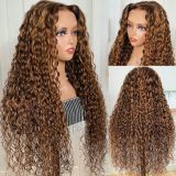 13*4 high-definition transparent lace water wave wig in piano color, popular in European and American foreign trade, available in stock in Xuchang