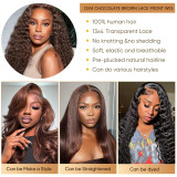 13x4 deep wave lace front wig, chocolate brown, curly front, long curly hair