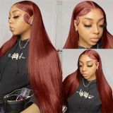 Red brown 33#color huamn hair wig 13*4HD Transparent lace