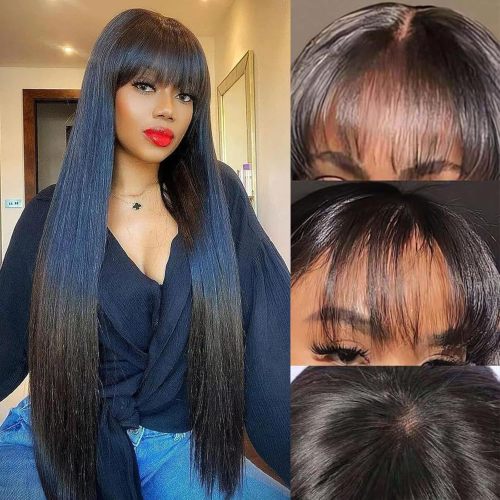 European and American wigs made of real human hair, 13X4 lace front bangs wig, straight hair, wholesale for cross-border foreign trade, women's real hair