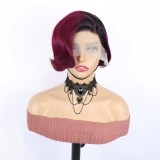 13*4 Frontal Pixie Bob 100% Human Hair Color Lace Wig