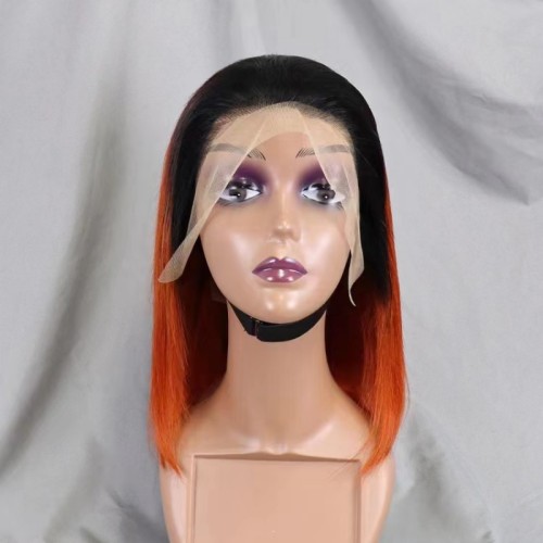 10A Brazilian 1B/350 Color 13*4 Frontal Bob Human Hair Lace Front Wig