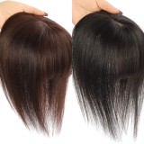 Real human hair silk net hairpiece to cover white hair, increase hair volume on the top of the head, with bangs, hand-tied human hair topper