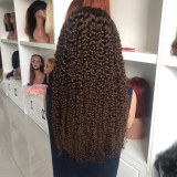 180% density human hair jerry curly brown long curly real hair wig with drawstring