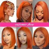13*4 lace ginger yellow color orange BOB huamn hair wig 350#