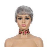 100% Human Hair Short Cut Curly Wig Pixie Bob