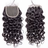 Xuchang human hair wigs 4*4 HD transparent lace water wave curly hair block accessories hot-selling in Europe, America, and Africa