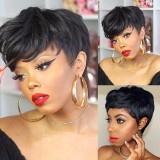 100% Human Hair Short Cut Curly Wig Afro Bob Full Human Hair