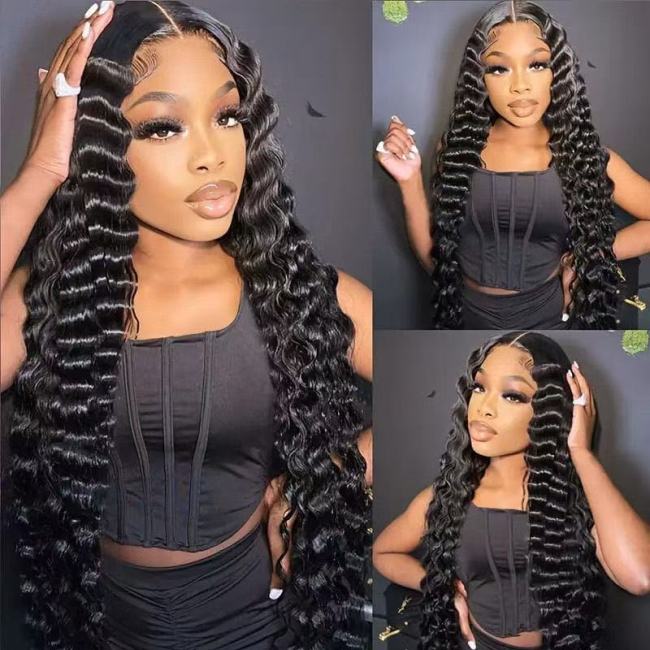 13*4 front lace human hair wig, voluminous deep waves, cross-border bestseller, new human hair wig, hot-selling product