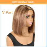 Ombre 4P27 bob straight Human Hair Wig, European and American style, real human hair short wig
