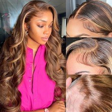 Real human hair wigs 13*4 lace front wigs P4/27 body wave human hair natural and realistic