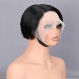 Foreign trade full human hair wig 13x4 lace front bob short straight hair wig natural style short hair