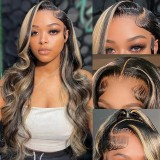 Highlight 13*6 Lace frontal Body Wave Long wig  human hair