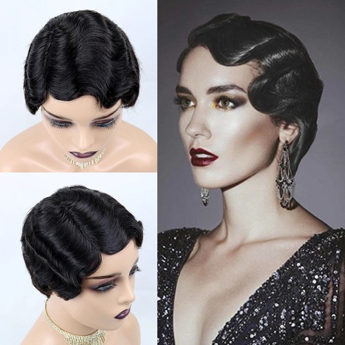 100% Human Hair Short Deep Wave wig Fashion Style