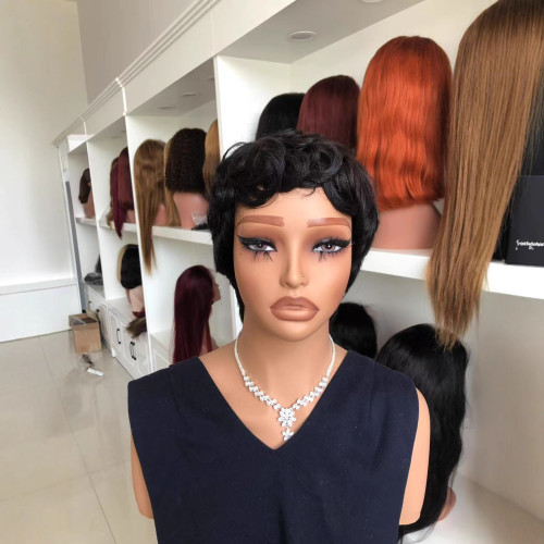 Full human hair wig, short hair, fully machine-made wig, pixie cut human hair wigs, real hair wig