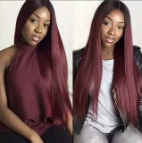 13*4frontal Straight Long Wigs 1B/99j Human hair