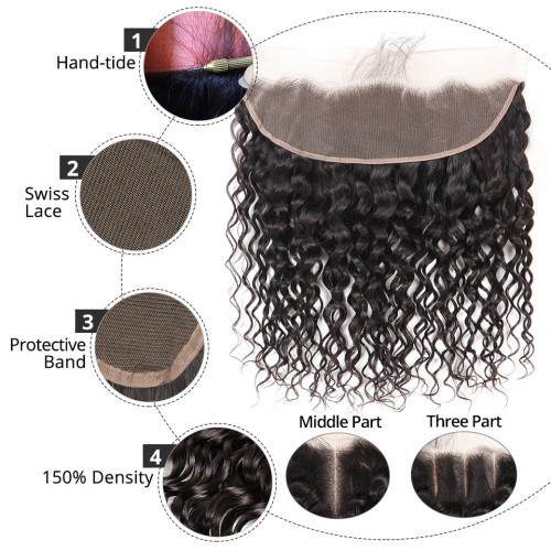 Brazilian Human Hair Water Wave Lace Frontal Closure13x4