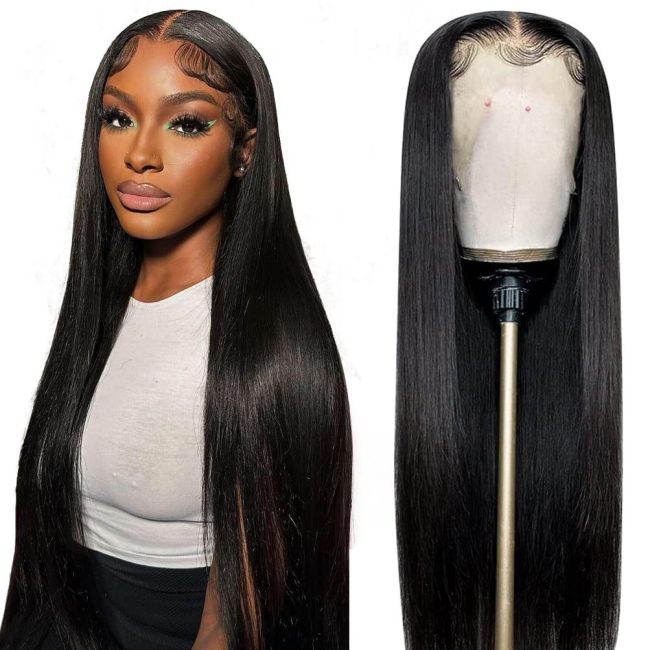 European and American wigs made of real human hair, 13x6 lace front, straight hair, women's headgear, cross-border wholesale