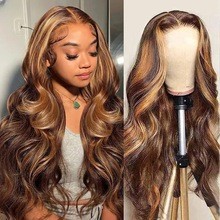 Real human hair wigs 13*4 lace front wigs P4/27 body wave human hair natural and realistic