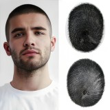 Men's real hair hairpiece, seamless, natural, ultra-thin, hand-woven, for bald spots, real hair hairpiece for the top of the head