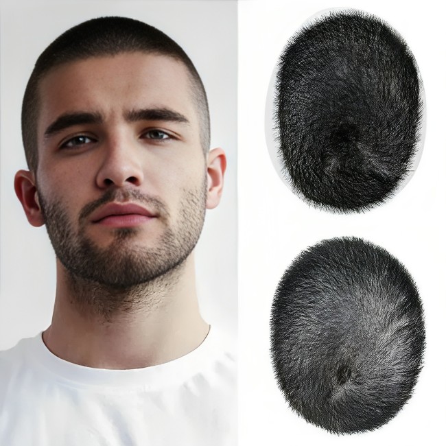 Men's real hair hairpiece, seamless, natural, ultra-thin, hand-woven, for bald spots, real hair hairpiece for the top of the head