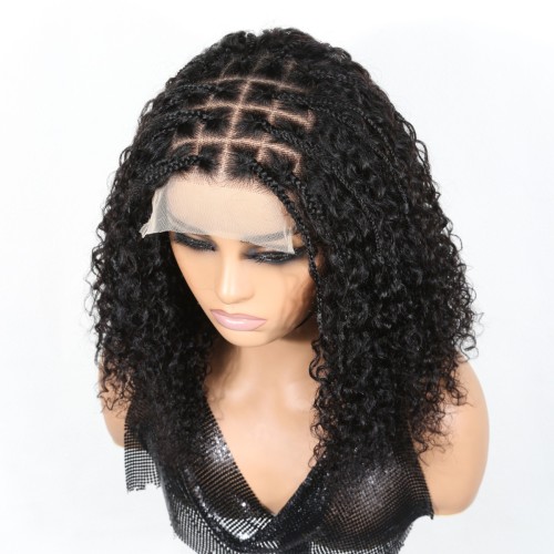 5x5 Closure Lace with Braided Bob kinky curly Human Hair Wig