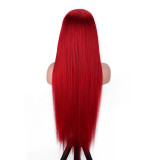 13*413x4RED straight red lace front wig human hair red wig