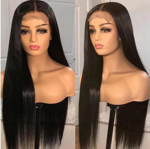 European and American wigs made of real human hair, 4x1 T-part front lace straight wig, cross-border wholesale for foreign trade