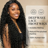 Deep wave lace front wigs human hair