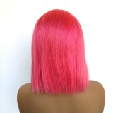 Pink Straight Bob Wigs 13x4 Lace Front for Women