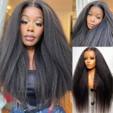Kinky Straight Human hair Yaki Brazilian 200%13*4Frontalwigs