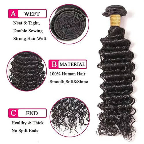 Deep Wave Human Hair Bundles - Real Human Hair Wefts for Cross-Border Sales