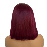 13x4 99J BOB Wig Human Hair Wig in Wine Red