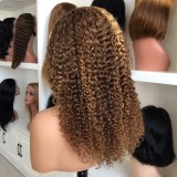 180% jerry curl piano color human hair wig with highlights JC foreign trade wig