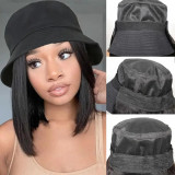 European and American wigs made of real human hair, women's shoulder-length bob real hair fisherman hats, cross-border wholesale