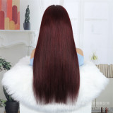 13*4 frontal lace straight wig, dark red 99j wig, one-piece drop shipping